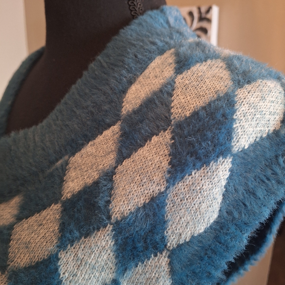 Sincerely Jules argyle preppy fuzzy sweater vest xs small med - Picture 8 of 16